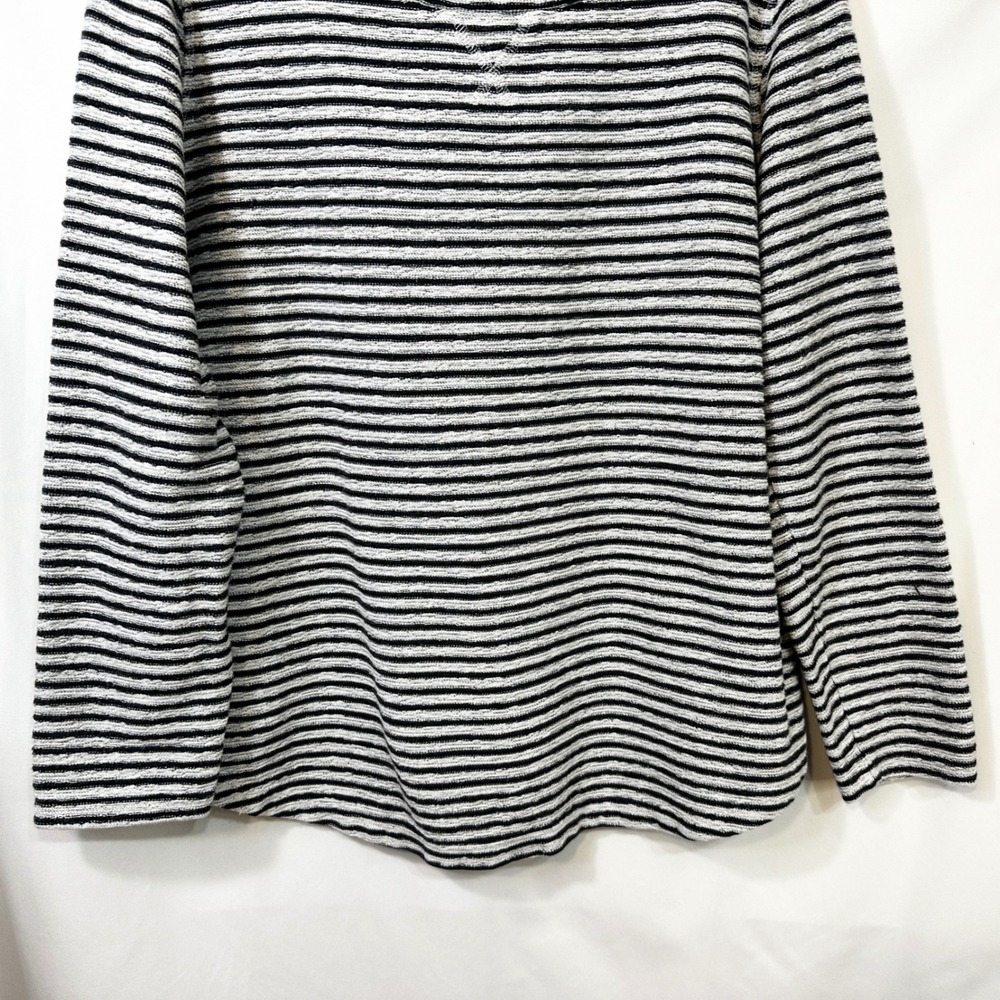 Lands End Large Top Black White Striped Long Sleeve Cotton Sweater Nautical 1812 - Picture 6 of 9